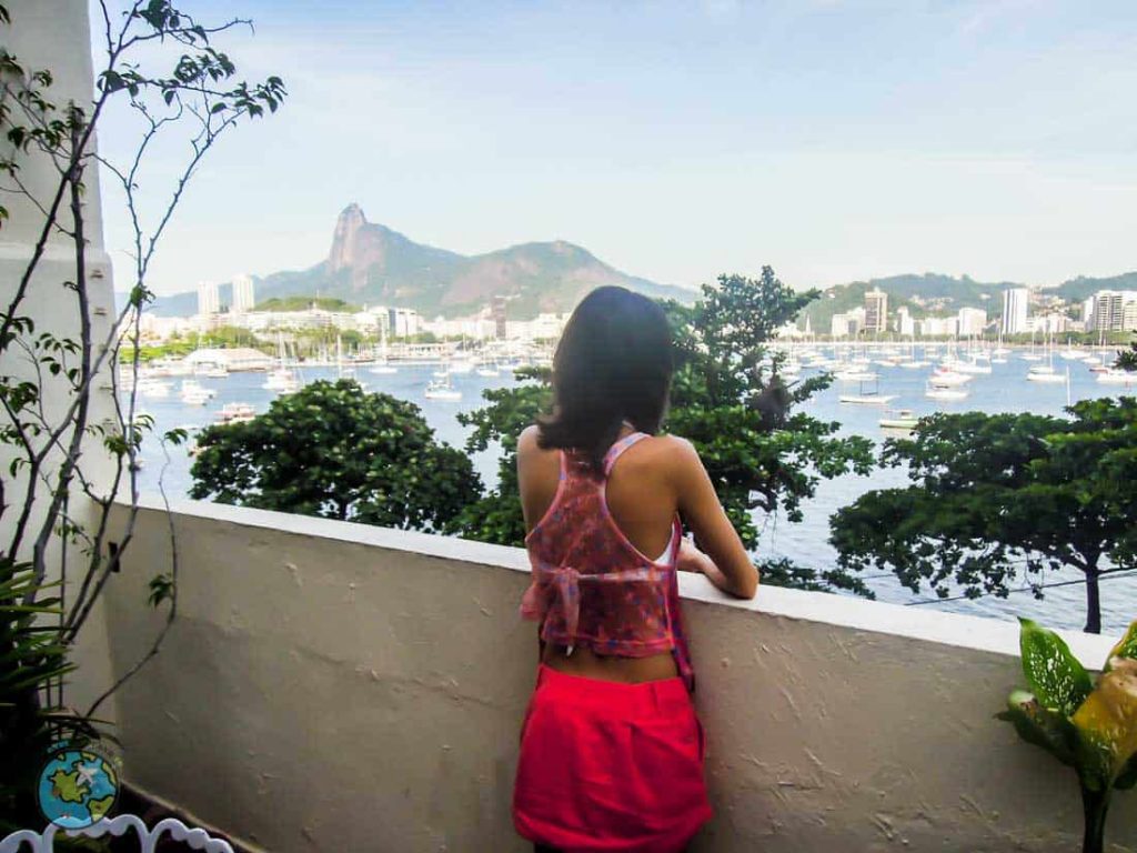 Vista para a Baía de Guanabara e o Corcovado terraço hotelinho