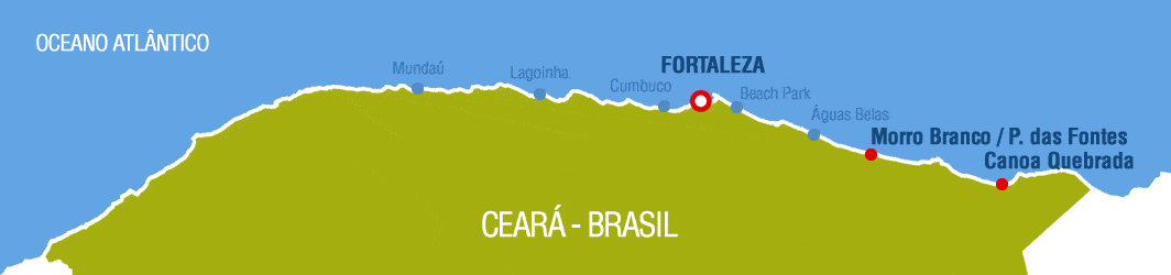 Mapa das praias de fortaleza ceará