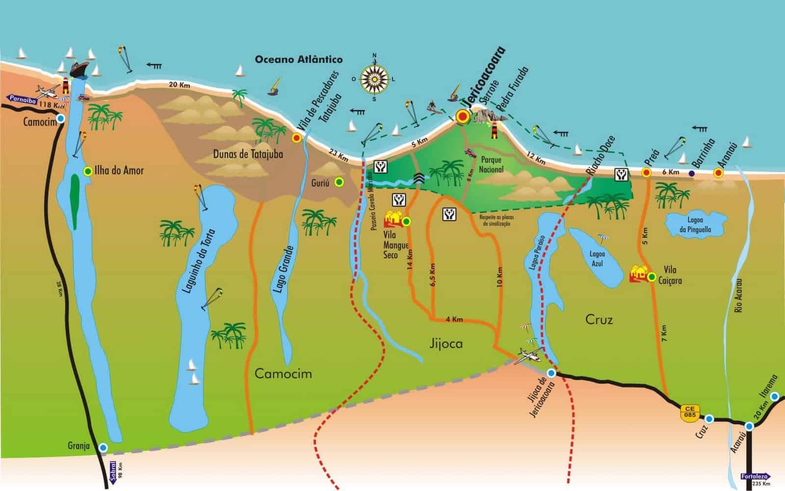 mapa de Jericoacoara Ceará