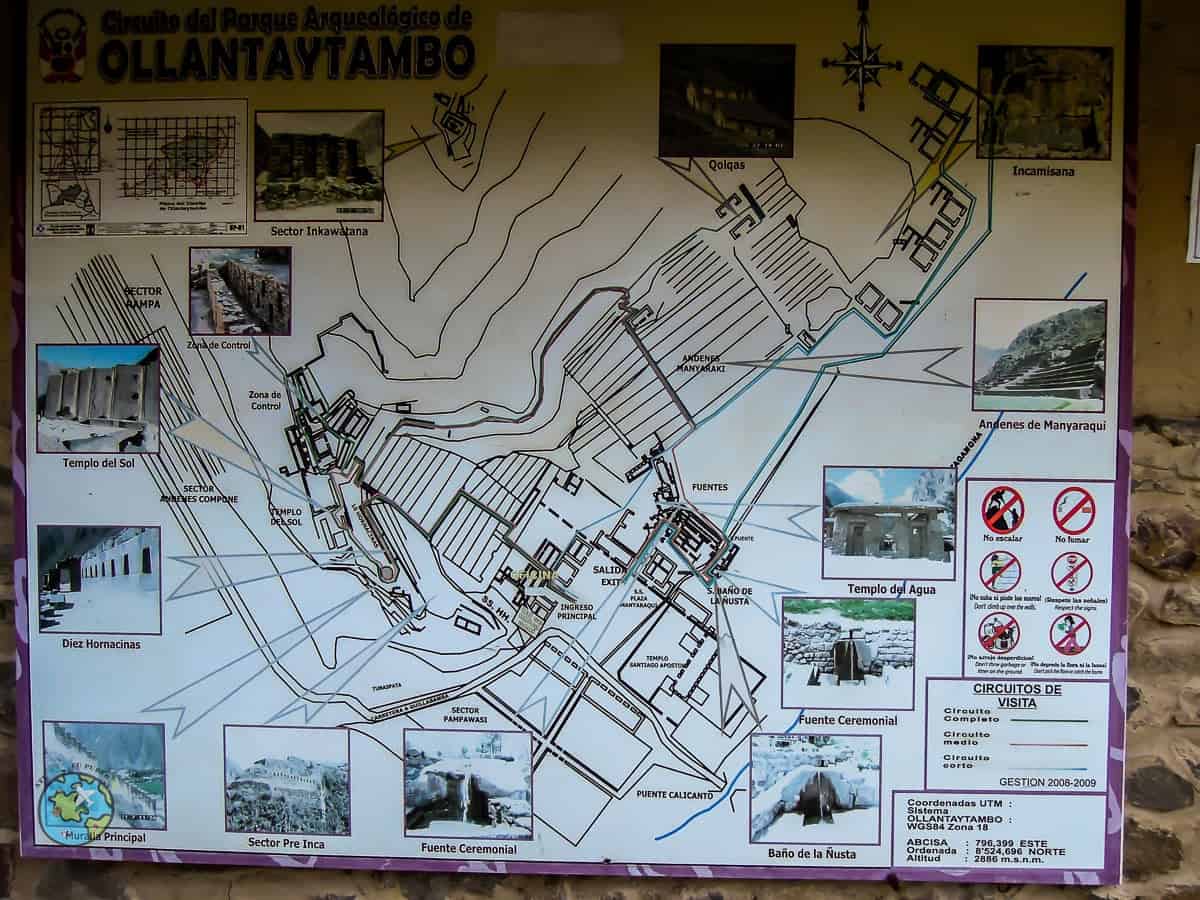 mapa de Ollantaytambo em cusco