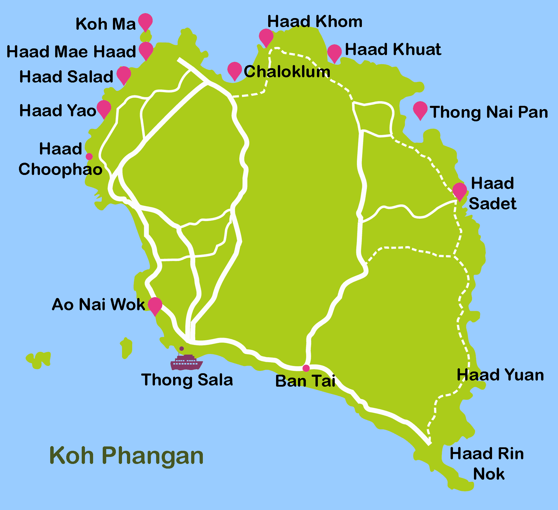 Mapa de Koh Phangan.
