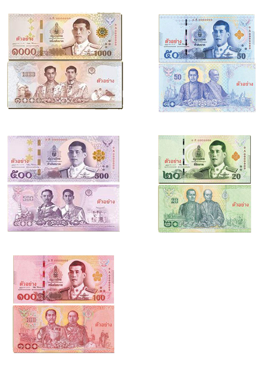 notas novas da tailândia moeda tailandesa
