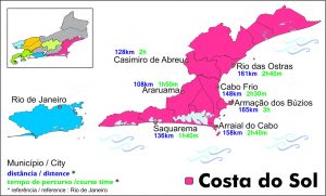 Mapa da região Costa do Sol RJ.