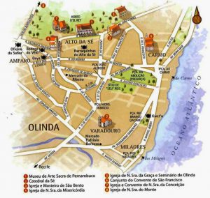 Mapa turístico de Olinda roteiro e pontos turísticos