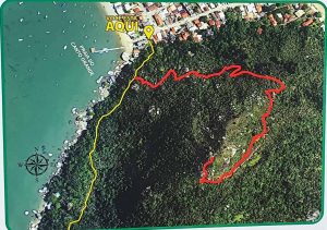 Mapa trilha do Morro do Macaco em Bombinhas